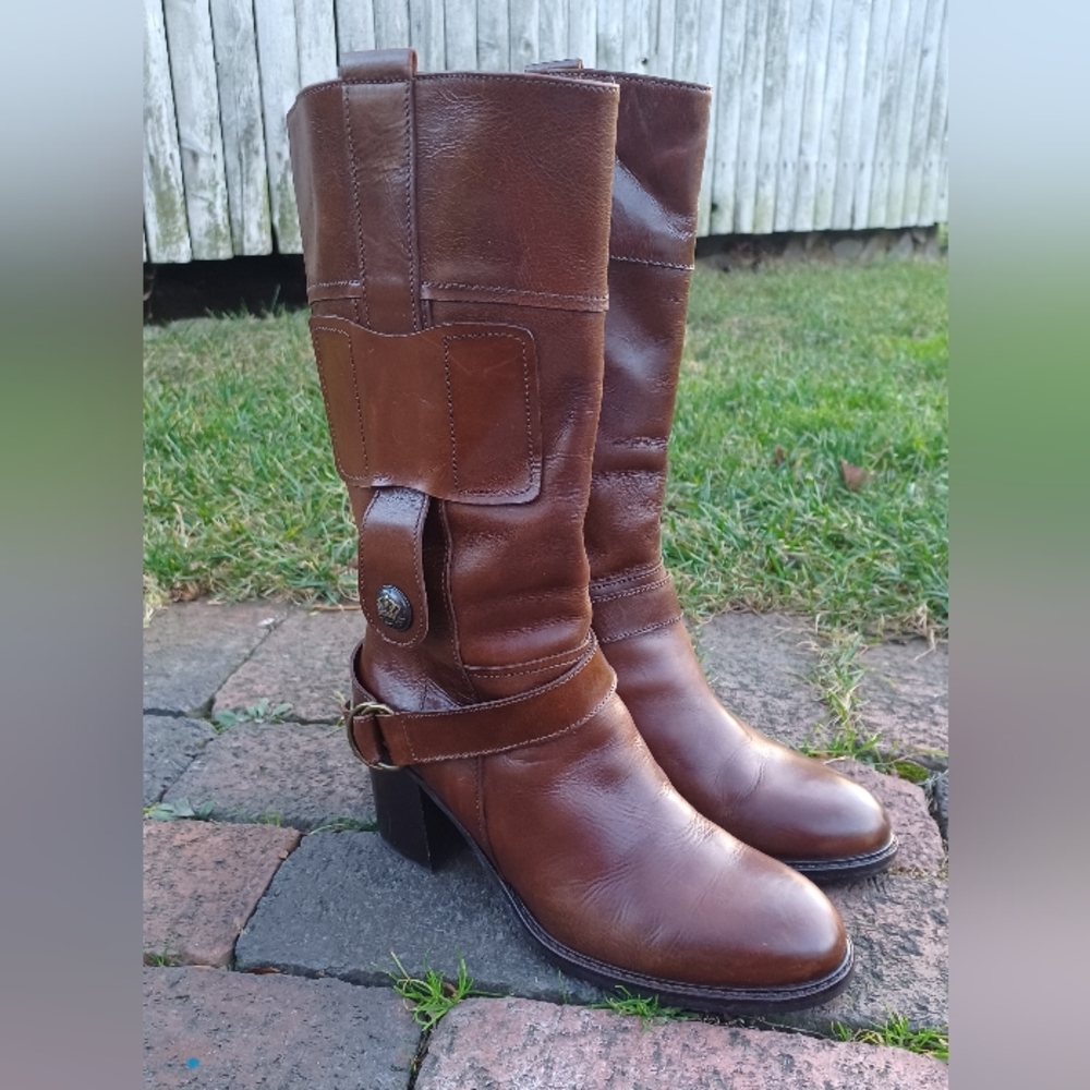 Cordani Vero Cuoio brown leather riding brass harness boots made Italy 37 US 6.5